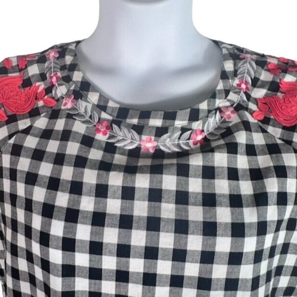 Anthroplogie Pankaj & Nidhi Gingham Swing Tunic Checkered Peplum Top Size S - Picture 7 of 11